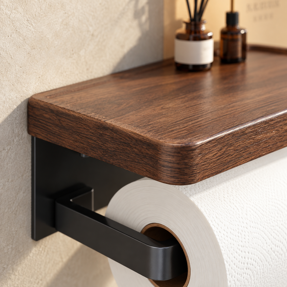 Modern Organic Walnut Wall-Mounted Holder