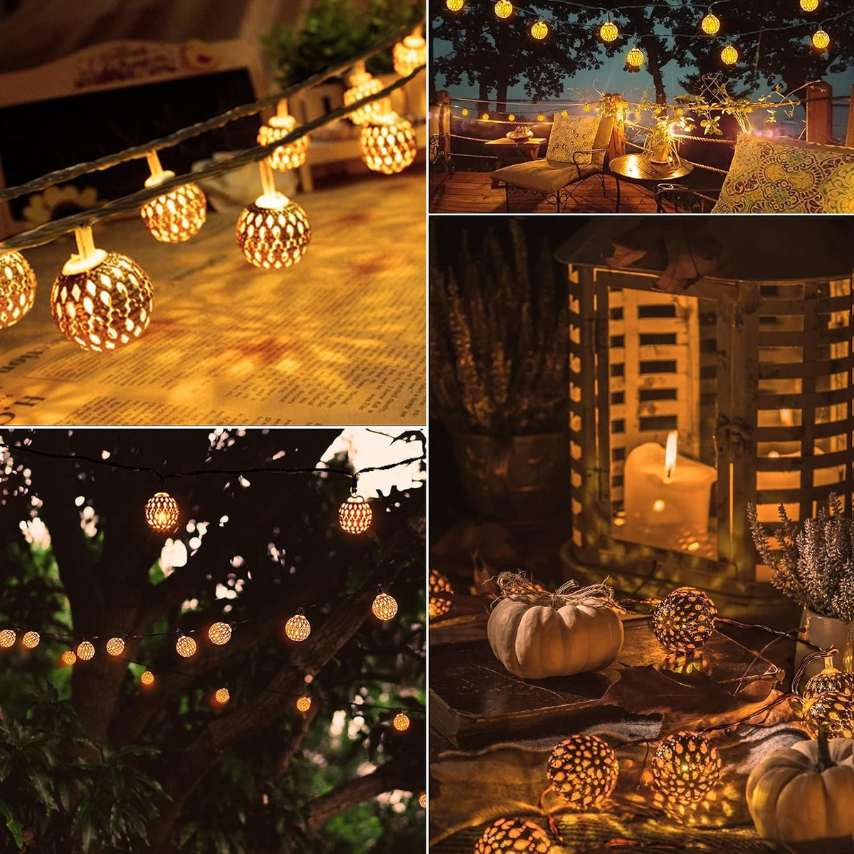 Solar String Lights | Moroccan Globe Fairy Lights For Garden Patio