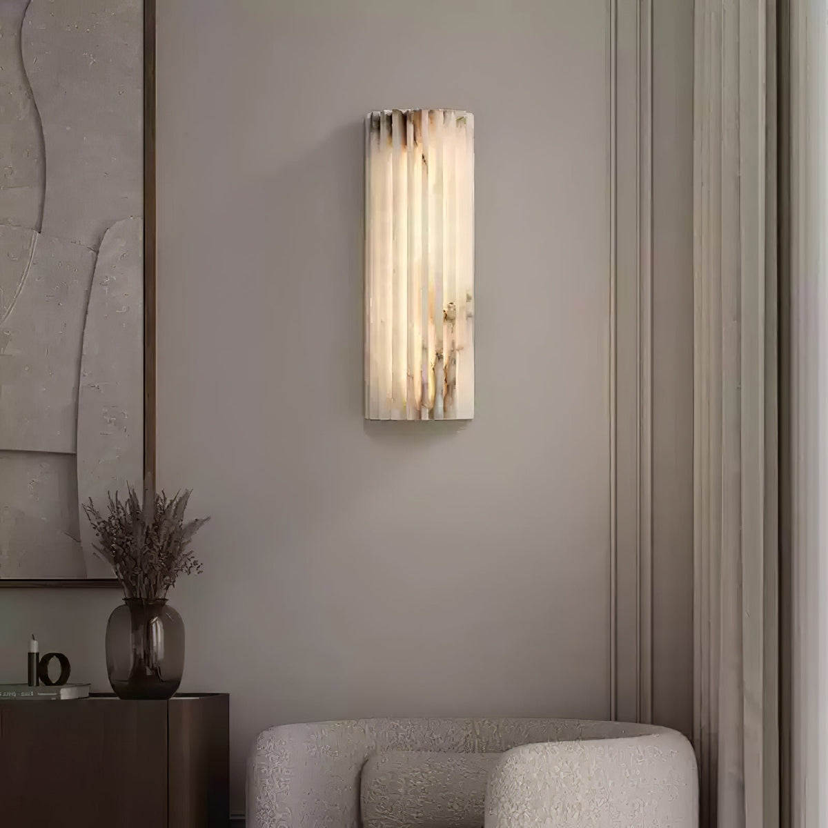 Alabaster Integrated LED Wall Sconce Fluted Shade Alternate
