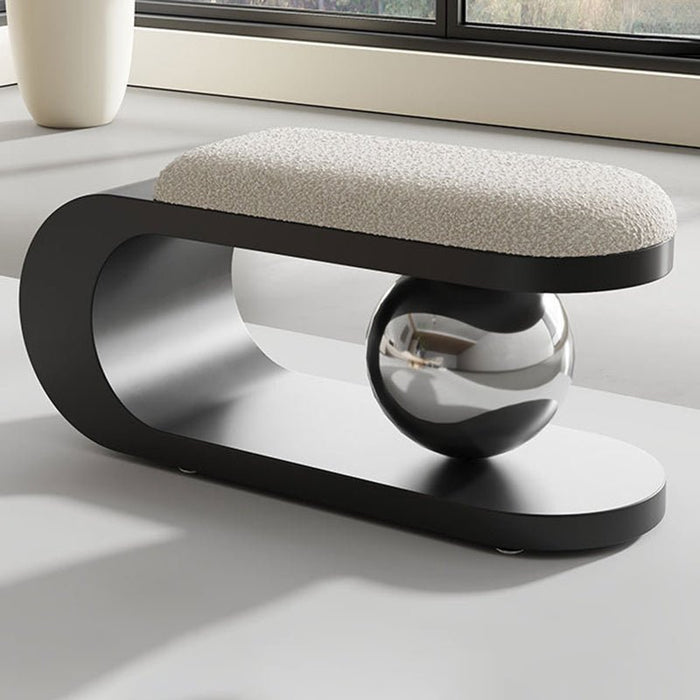 Art Deco Geometric Sherpa Bench Steel Orb Detail Front