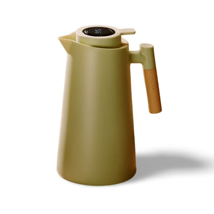 Elara Haus Thermal Jug - Glass With Wooden Handle Temperature Display Detail