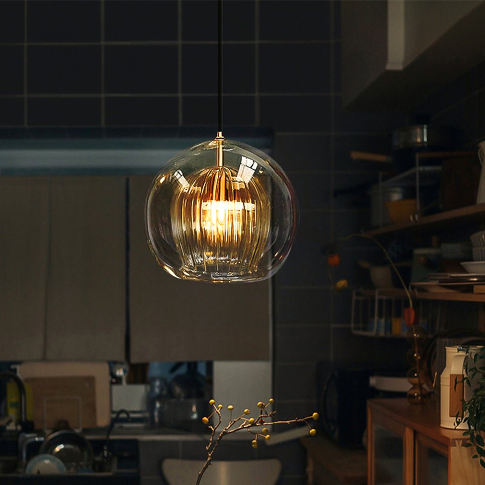 Modern Metal Glass Kitchen Pendant Light Double Globe View 17