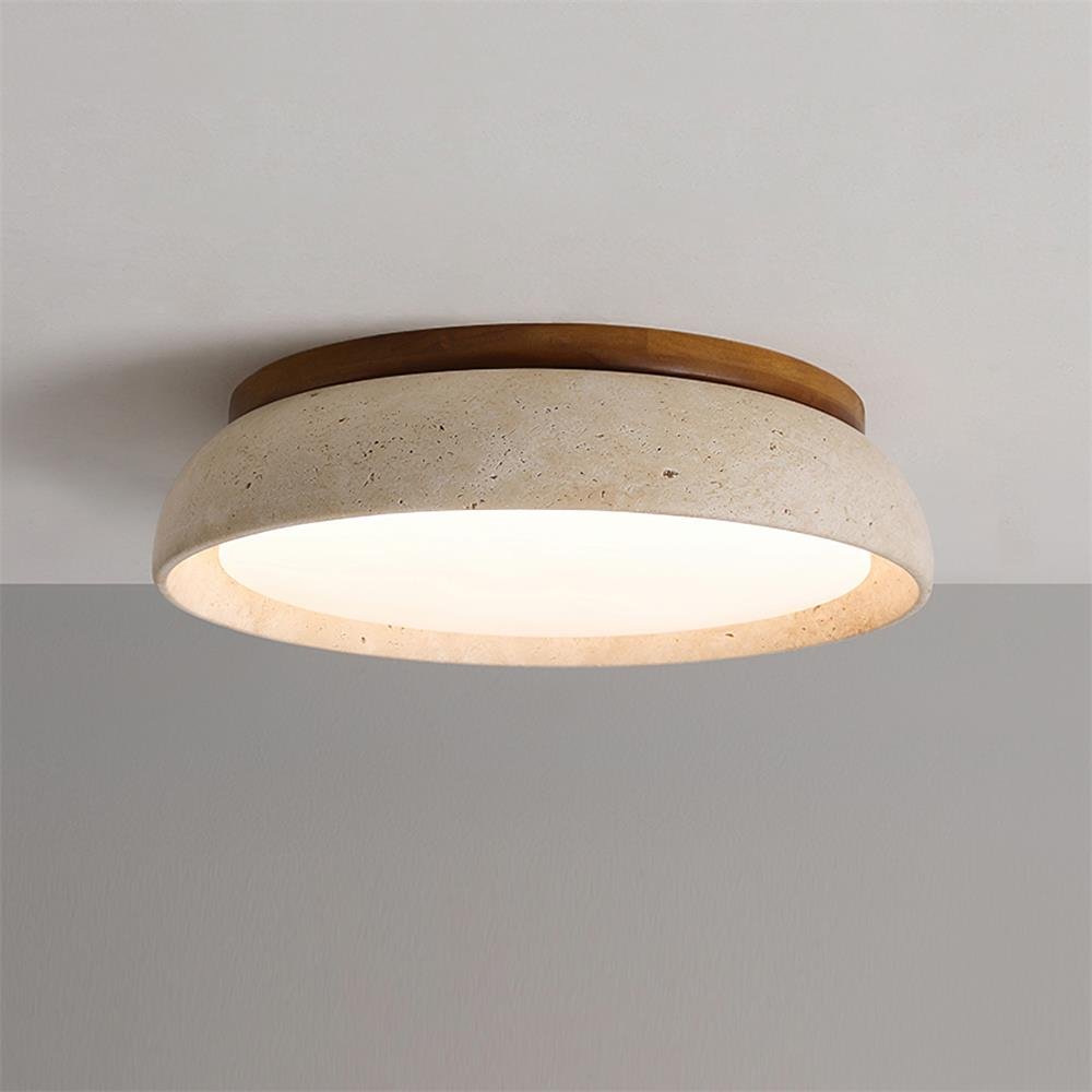 Natural Travertine LED Flush Mount Ceiling Light Disc View 11