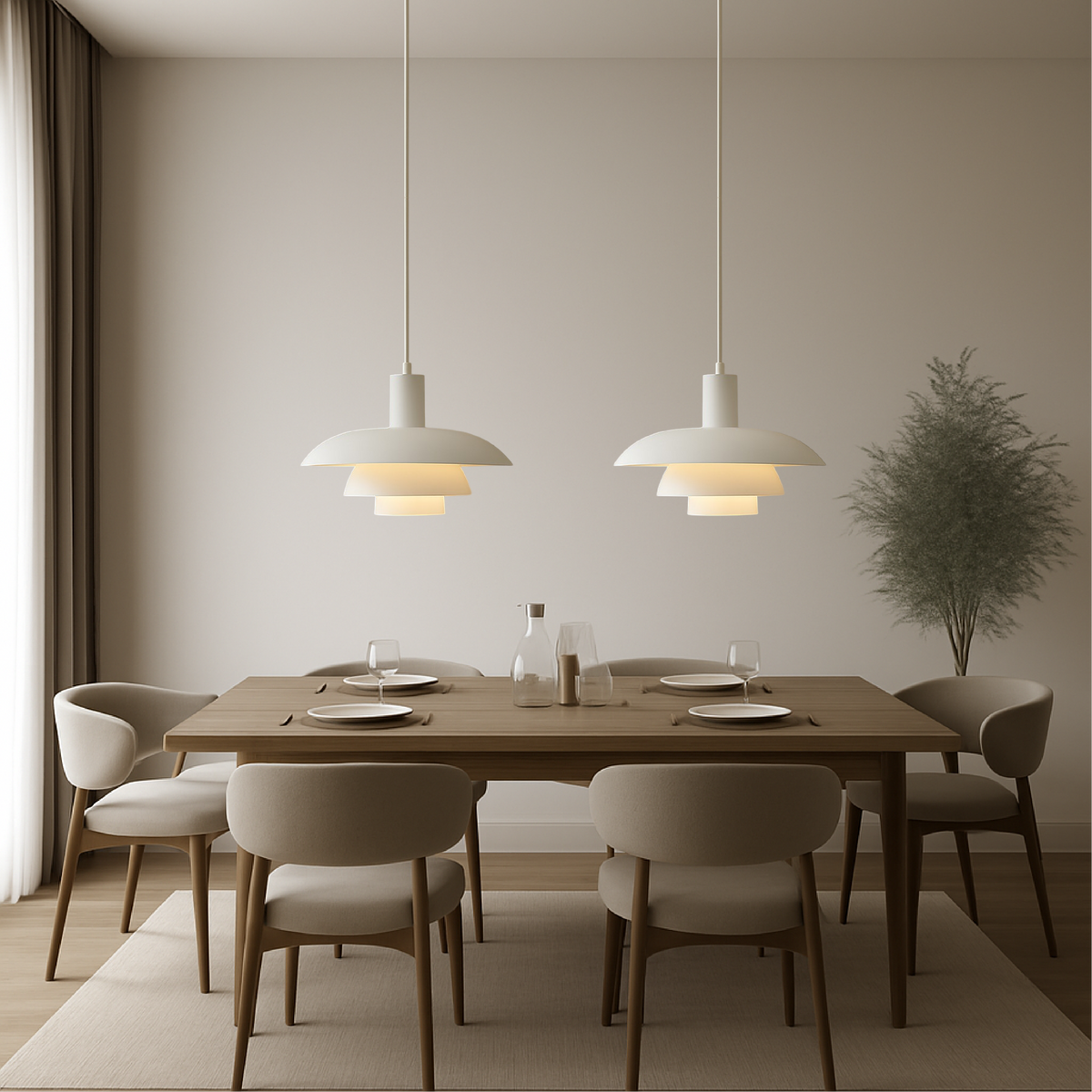 Pendant Light | Scandinavian Layered Shade For Dining Table Kitchen Island Living Room