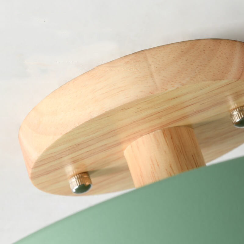 Semi Flush Nordic LED Ceiling Light Round Wooden