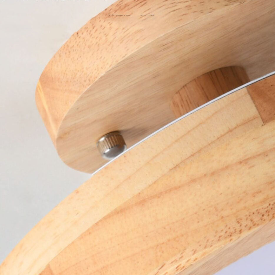 Semi Flush Nordic LED Ceiling Light Round Wooden