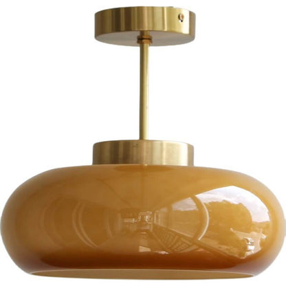 Vintage Minimalist Semi Flush Glass Globe Pendant Light