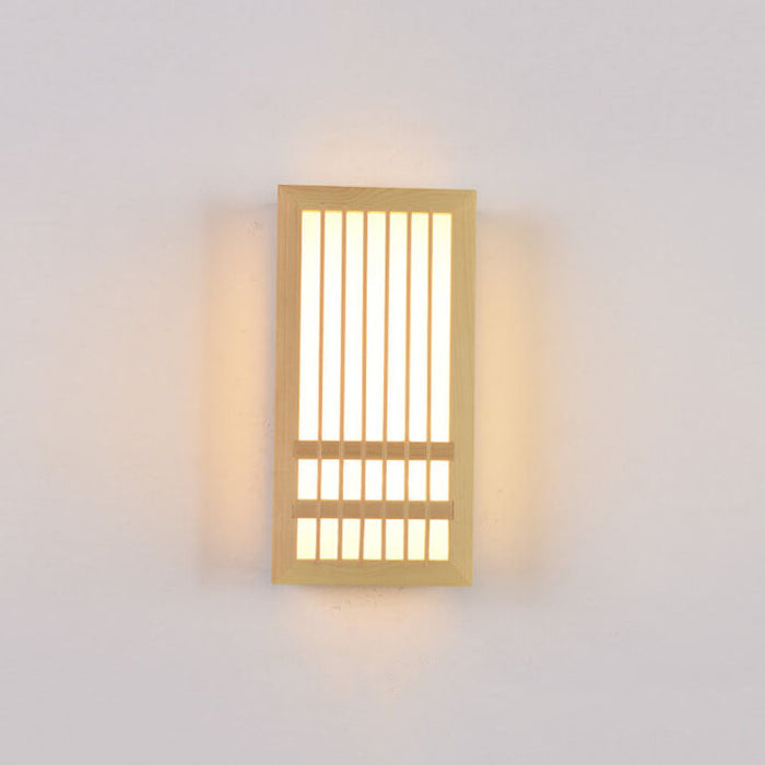 Simple Wood Rectangular Japanese Wall Sconce Lamp