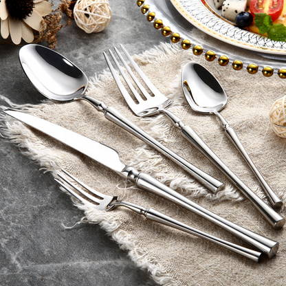 Modern 24 Piece Cutlery Set | Knives Forks Spoons Teaspoons For 6 Flatware Set
