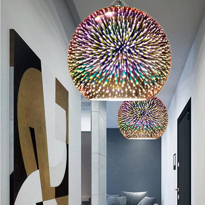 Modern 3D Fireworks Glass Dome Pendant Light
