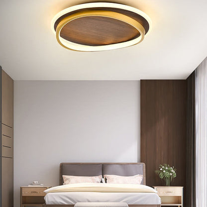 Nordic Minimalist Flush Mount Ceiling Light | Wood Ring