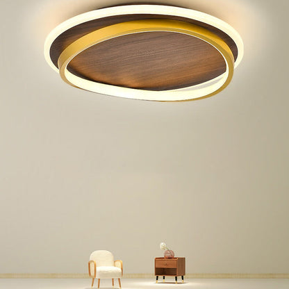 Nordic Minimalist Flush Mount Ceiling Light | Wood Ring