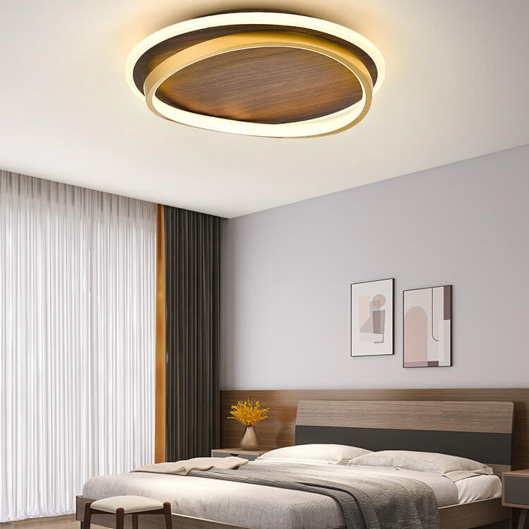 Nordic Minimalist Flush Mount Ceiling Light | Wood Ring