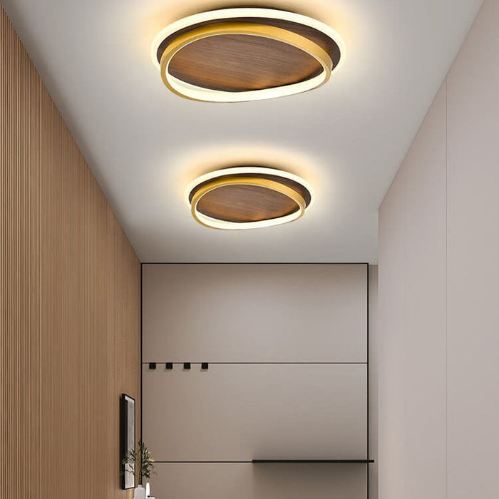 Nordic Minimalist Flush Mount Ceiling Light | Wood Ring