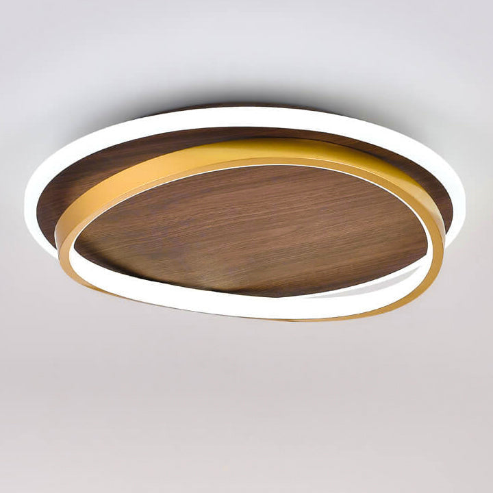 Nordic Minimalist Flush Mount Ceiling Light | Wood Ring