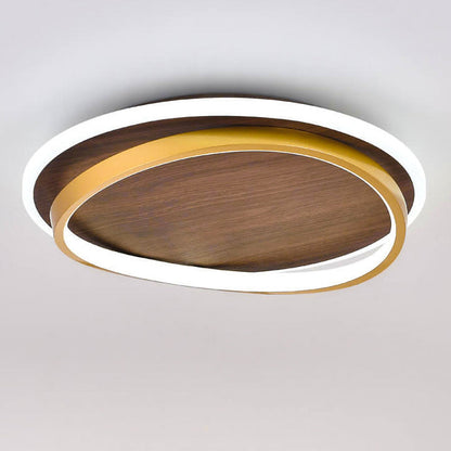 Nordic Minimalist Flush Mount Ceiling Light | Wood Ring