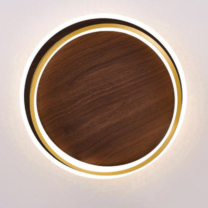 Nordic Minimalist Flush Mount Ceiling Light | Wood Ring