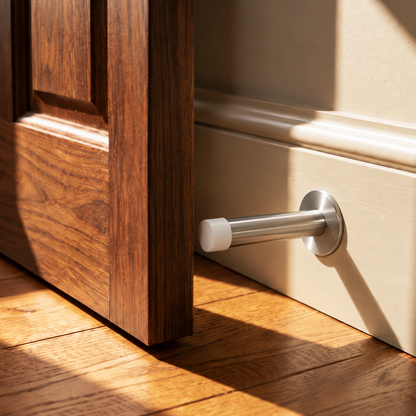 Solid Brass Plint Door Stop Knurled Cylindrical