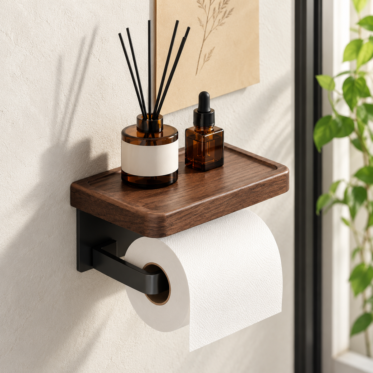 Modern Organic Walnut Wall-Mounted Holder