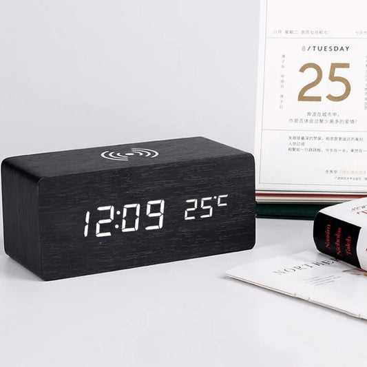 Digital Alarm Clock | Wireless Charging With LED Time And Temperature
