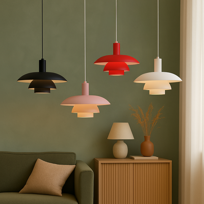 Pendant Light | Scandinavian Layered Shade For Dining Table Kitchen Island Living Room