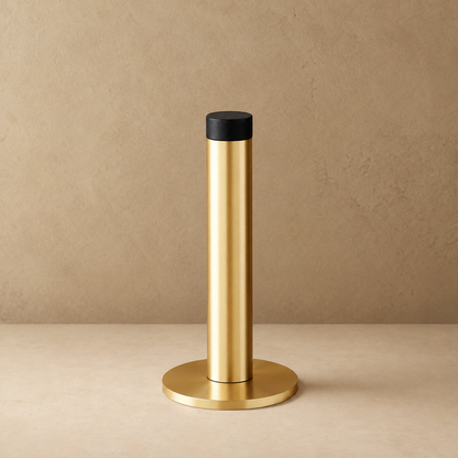 Solid Brass Plint Door Stop Knurled Cylindrical