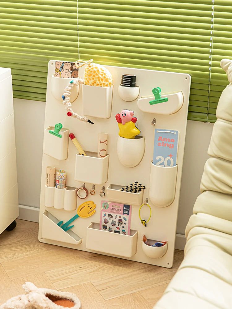 Wall Organiser Panel With Hooks And Pockets 68 x 52 cm