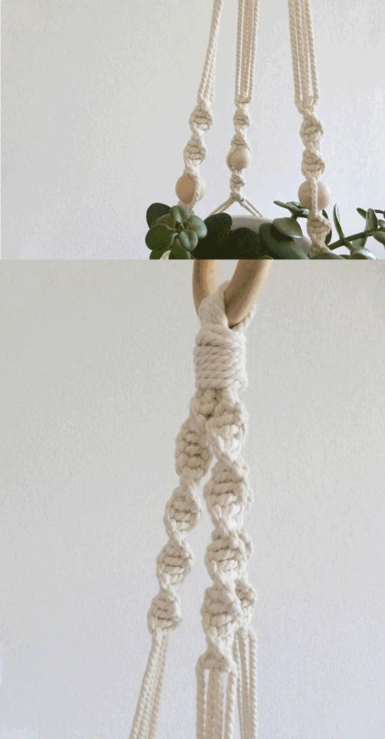 Bohemian Woven Cotton Macramé Hanging Planter Twisted Rope Alternate