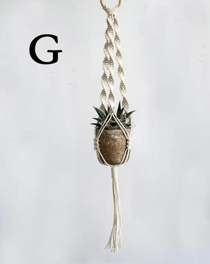 Bohemian Woven Cotton Macramé Hanging Planter Twisted Rope Close Up