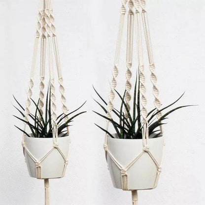 Bohemian Woven Cotton Macramé Hanging Planter Twisted Rope Lifestyle