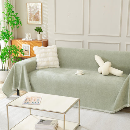 Boho Metal Fabric Sofa Cover Fringe Tassel Detail