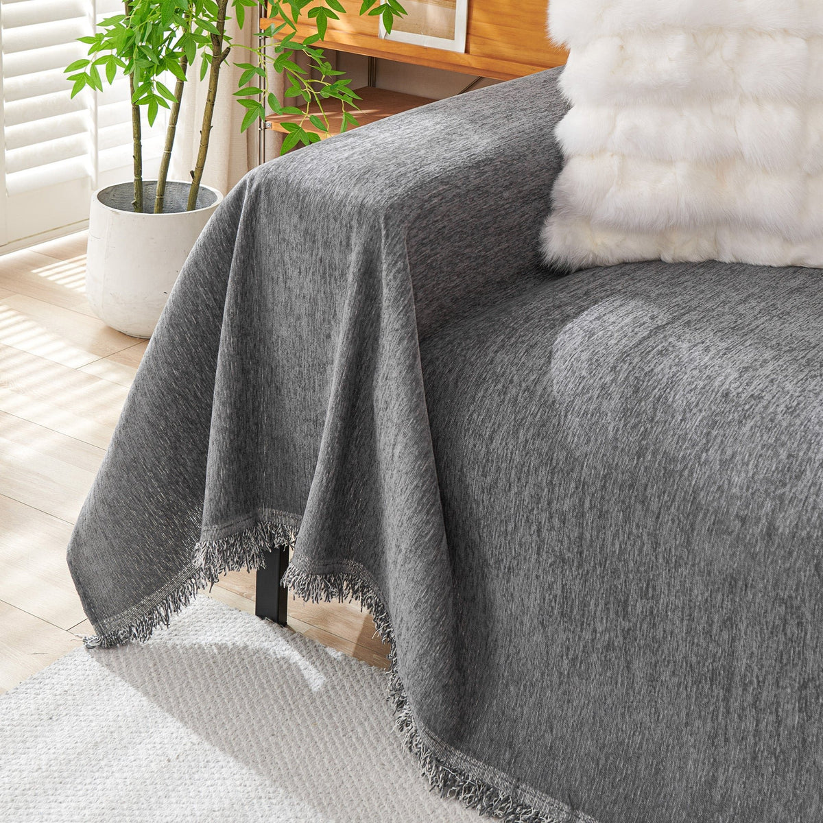 Boho Metal Fabric Sofa Cover Fringe Tassel View 24