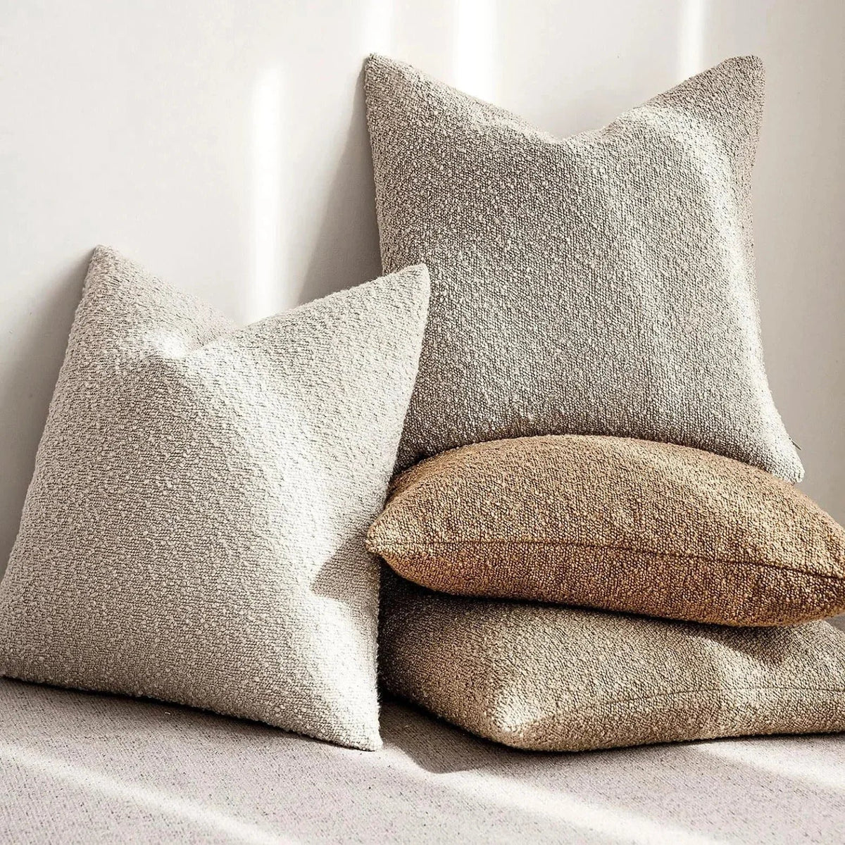 Boucle Cushion Cover Pinched Corner Detail