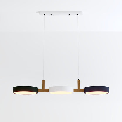 Contemporary Wood Metal Pendant Light Coloured Disc LED Lifestyle
