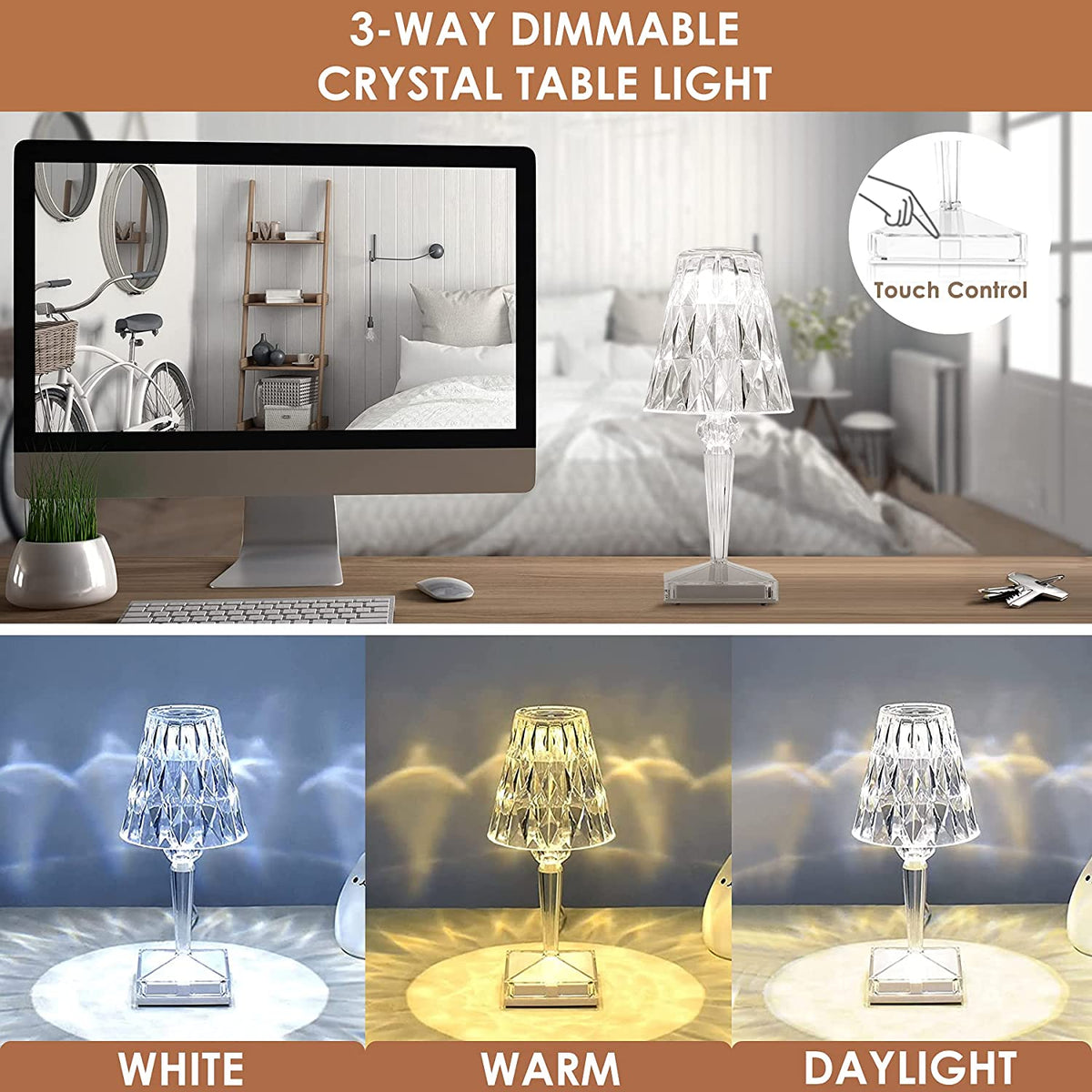 Diamond Pattern Table Lamp | Minimalist Desk Decor
