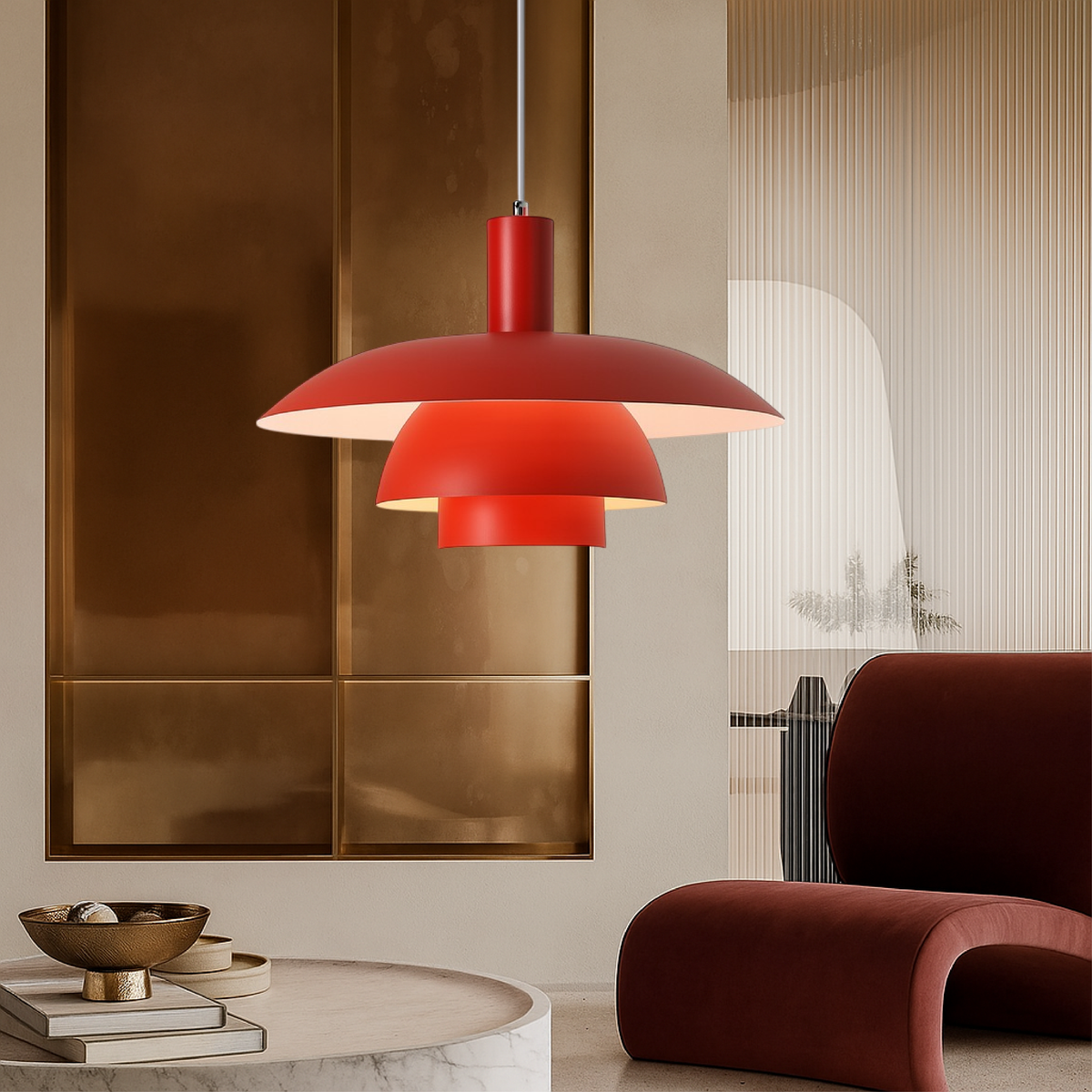 Pendant Light | Scandinavian Layered Shade For Dining Table Kitchen Island Living Room