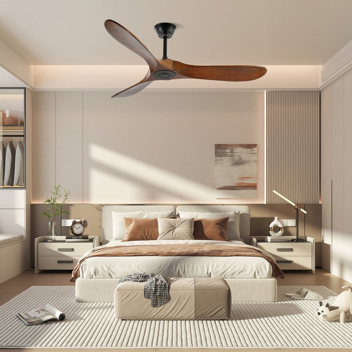 Leno Modern Walnut Wood Ceiling Fan with Remote View 26