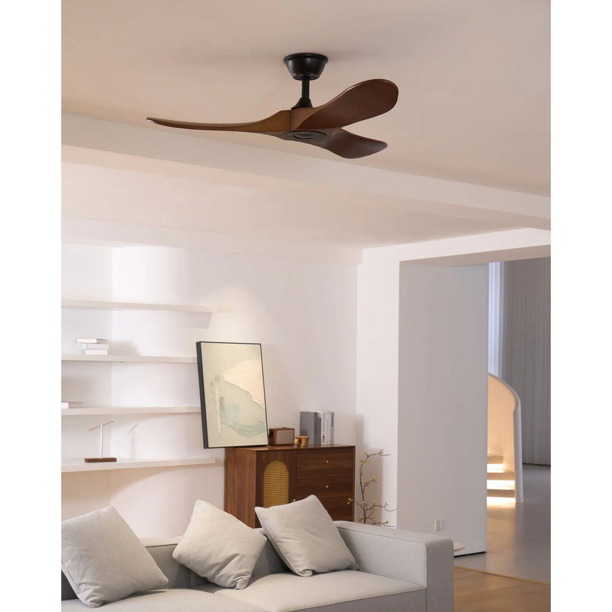 Leno Modern Walnut Wood Ceiling Fan with Remote View 31