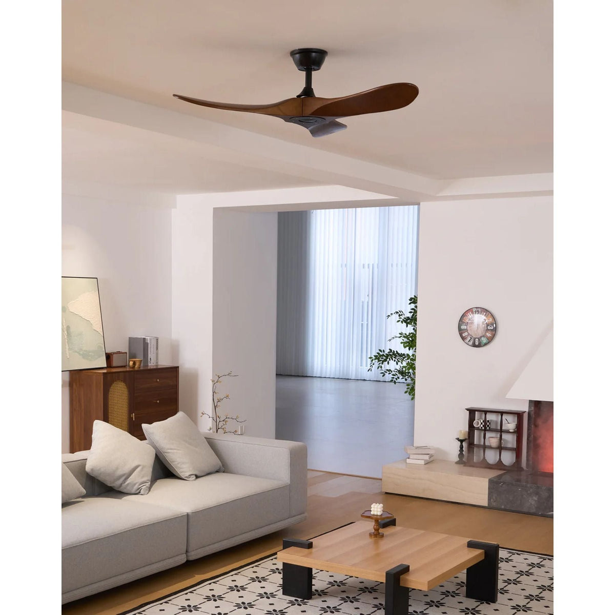 Leno Modern Walnut Wood Ceiling Fan with Remote View 32