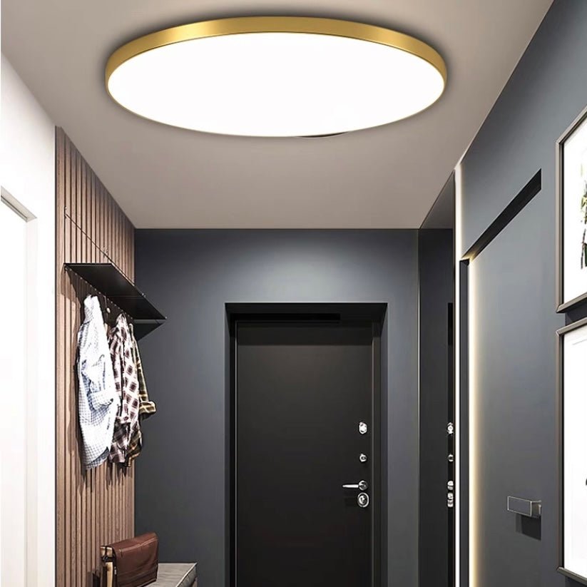 Minimalist Round LED Flush Mount Ceiling Light Slim Disc Close Up