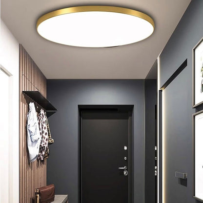 Minimalist Round LED Flush Mount Ceiling Light Slim Disc Close Up