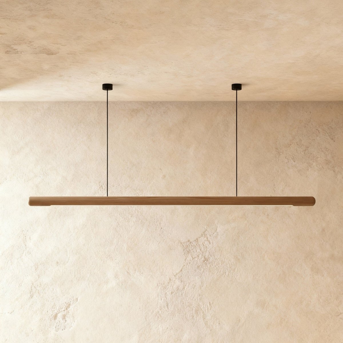 Minimalist Wood Pendant Light Tapered Bar LED Side
