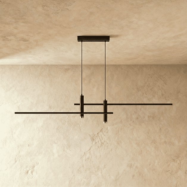 Modern Aluminum Pendant Light Crossed Bar LED Side