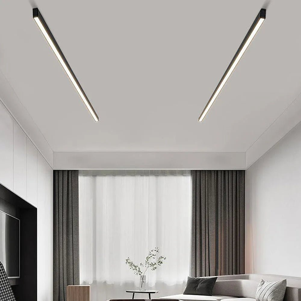 Modern Linear LED Pendant Flush Mount Light Slim Bar Full