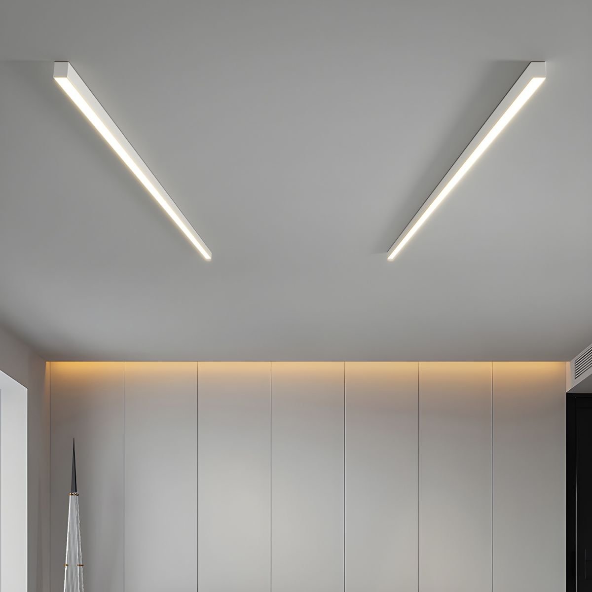 Modern Linear LED Pendant Flush Mount Light Slim Bar View 21