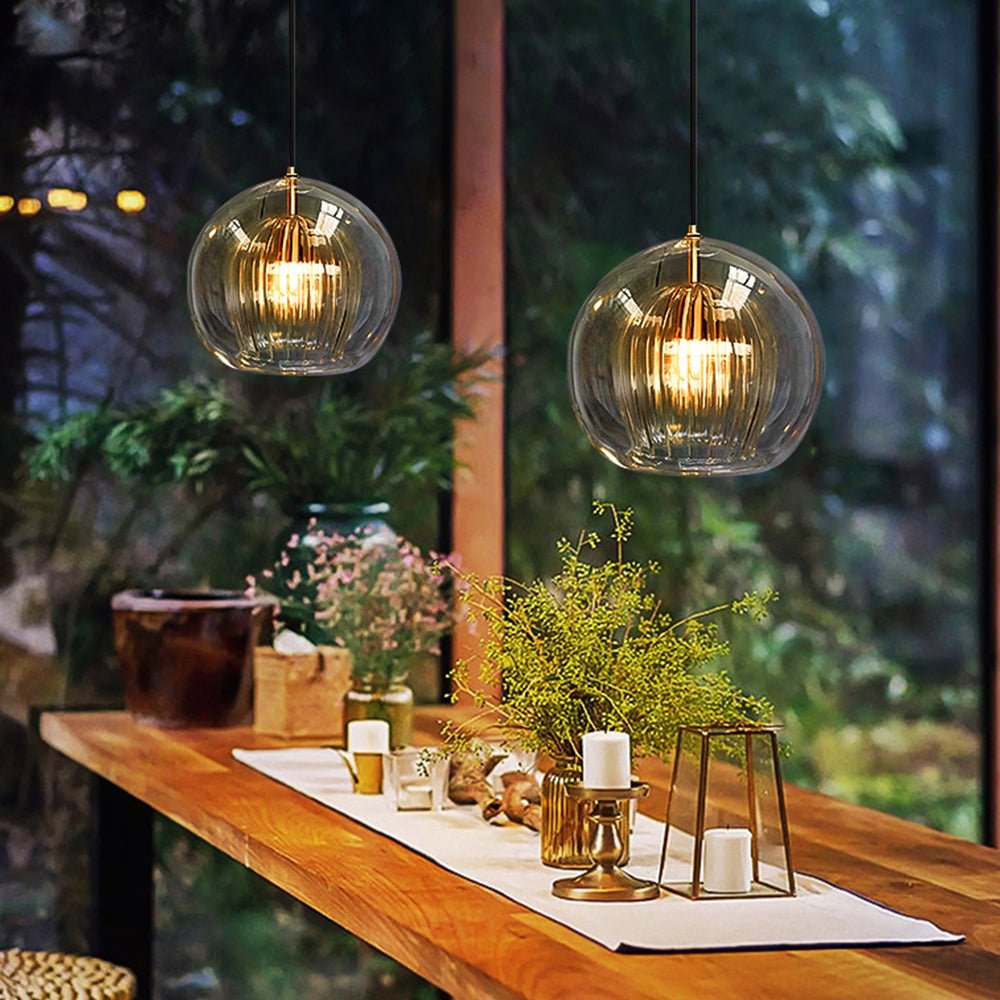 Modern Metal Glass Kitchen Pendant Light Double Globe Alternate
