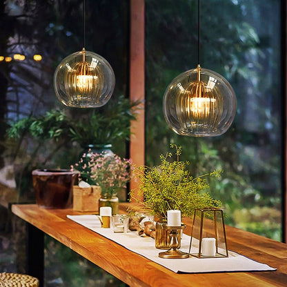 Modern Metal Glass Kitchen Pendant Light Double Globe Alternate