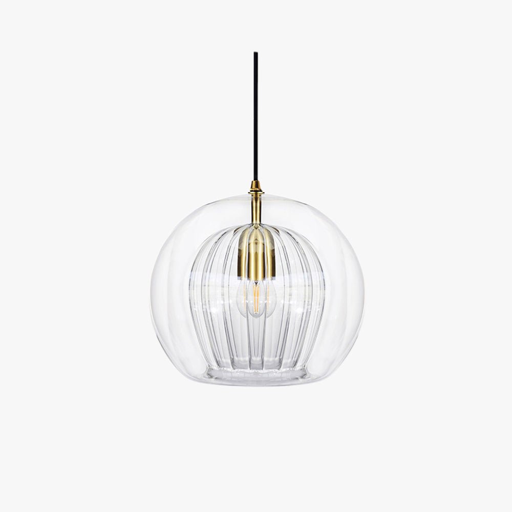 Modern Metal Glass Kitchen Pendant Light Double Globe Full