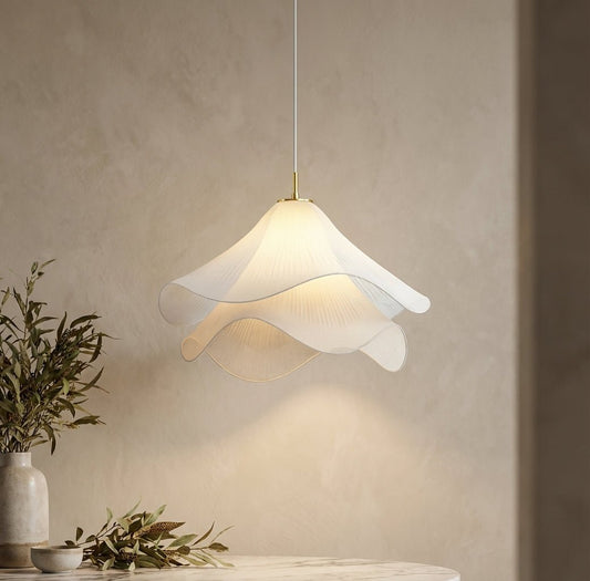 Modern Metal Pendant Light Pleated Fabric Tiered Shade Hero