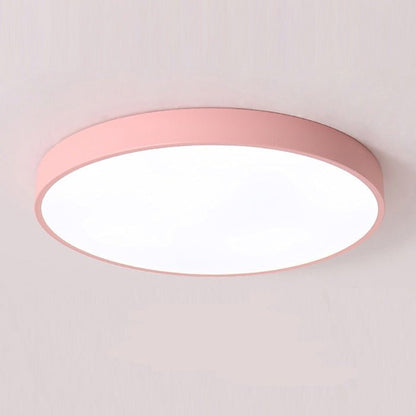 Modern Round LED Flush Ceiling Light Flat Disk Front